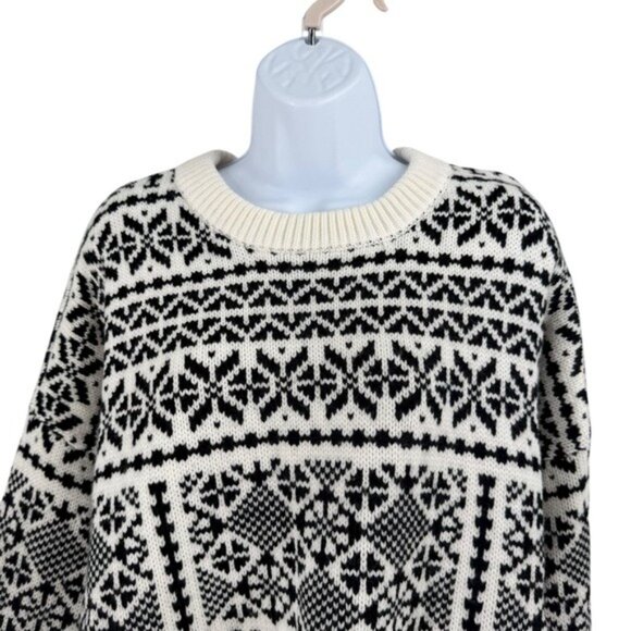 Tuckernuck NEW Charcoal and Cream Fair Isle Sandwick Pullover Sweater Size S - Picture 3 of 10